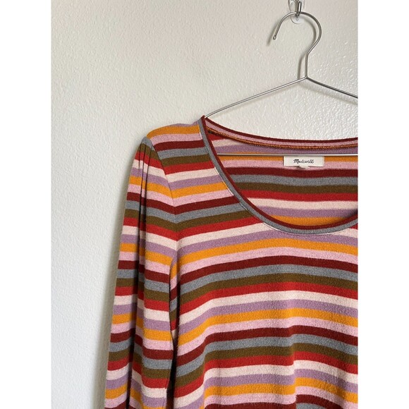 Madewell Women's Striped Puff-Sleeve Scoopneck Top Size SMALL - Picture 2 of 5